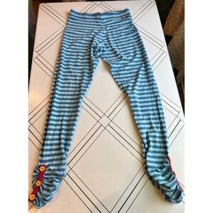 Matilda Jane Clothing Girl's Blue Stripe Pants Flower Buttons Size 14